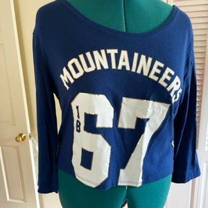 WVU Mountaineers 3/4 sleeve crop top, Victoria's Secret PINK